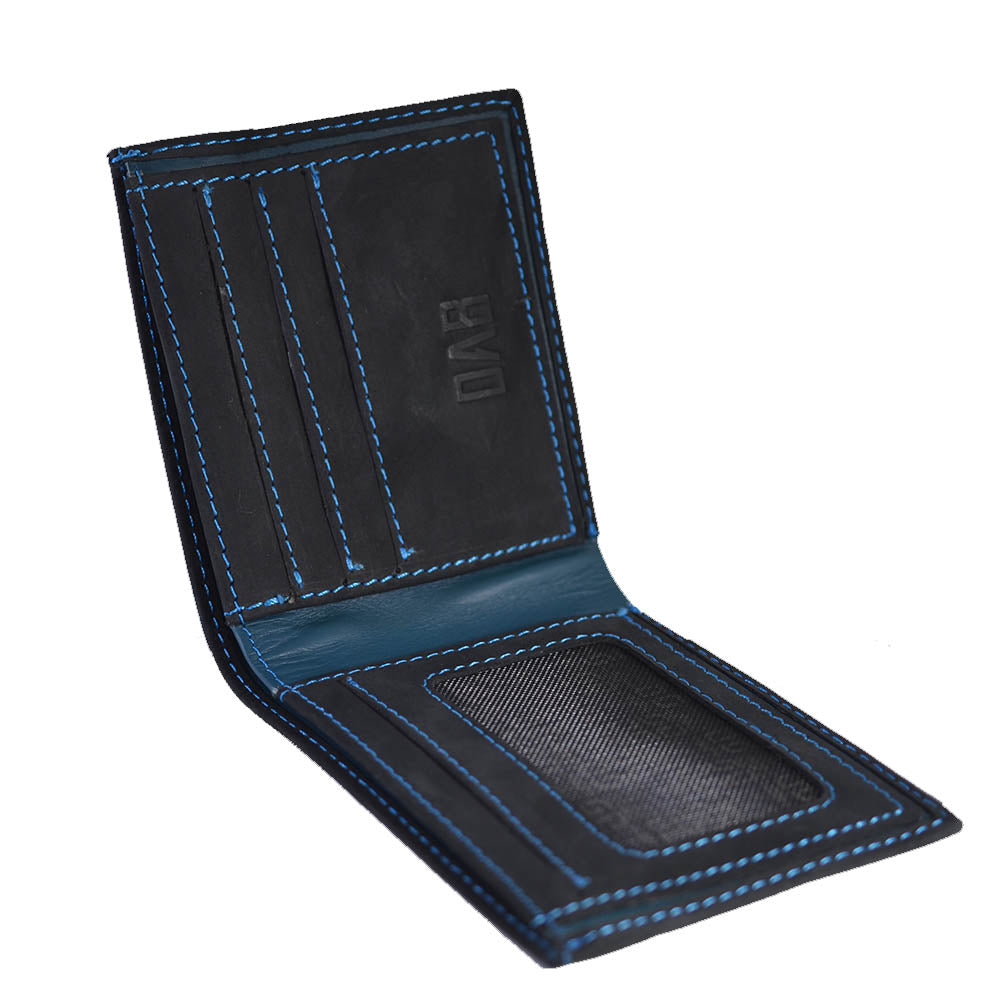 Pull-up Leather Wallet CH19 – Black/Teal
