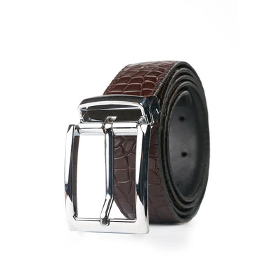 Double Sided Belt (Croc) Brown + Black