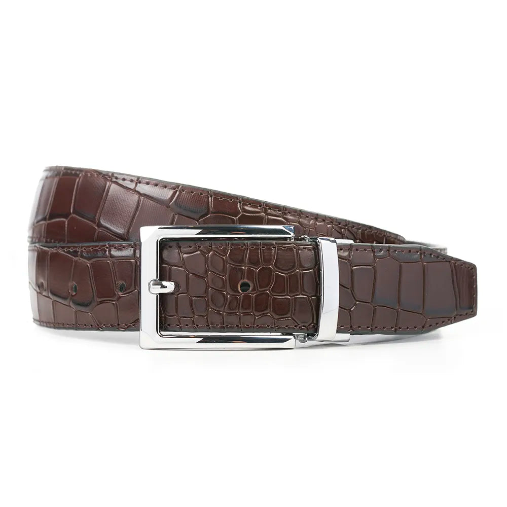 Double Sided Belt (Croc) Brown + Black