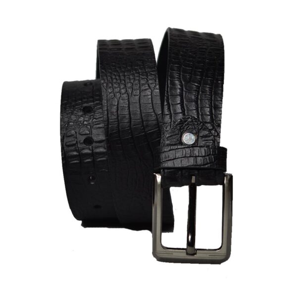 Crocodile Style Leather Belt – Black