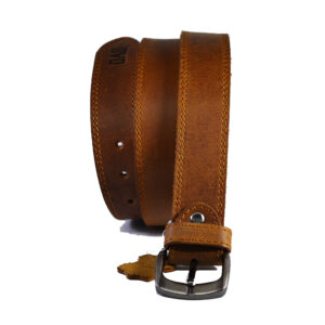 Double Stitch Leather Belt – Brown
