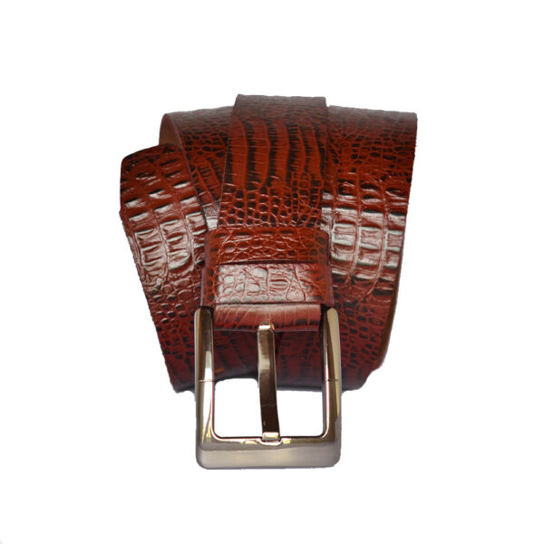 Crocodile Style Leather Belt – Maroon