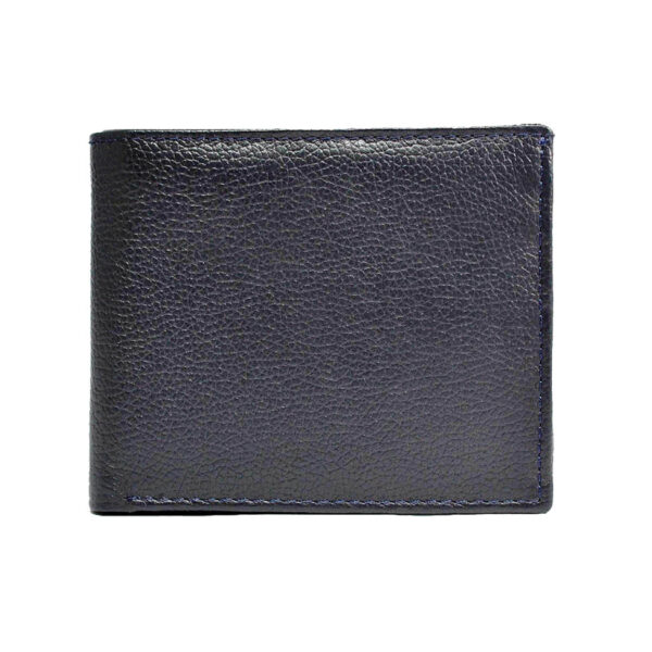Bifold Milled Flap Wallet with ID Window – Blue